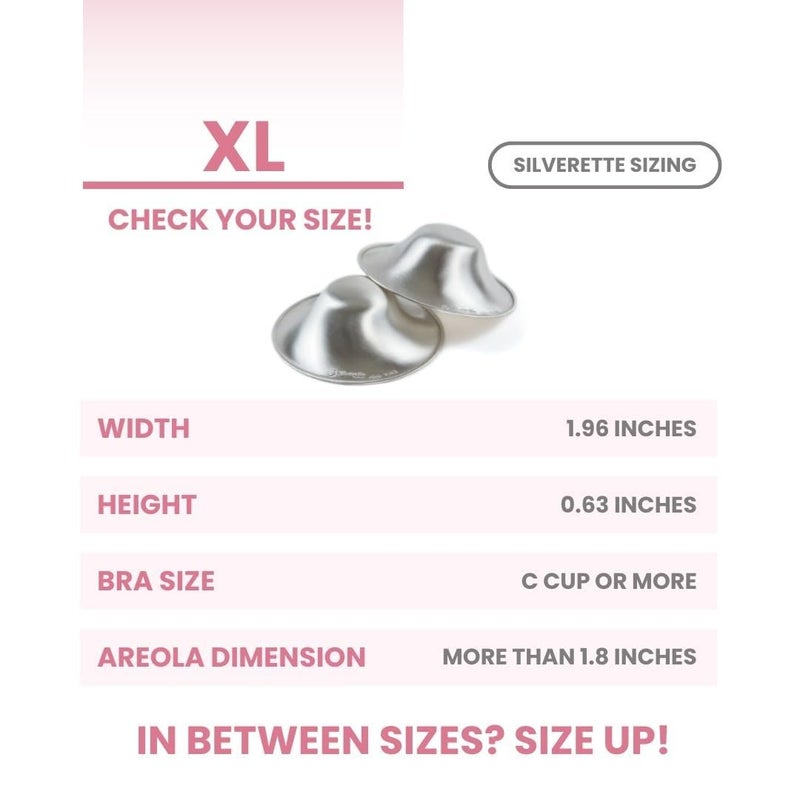 SILVERETTE The Original Silver Nursing Cups, Nipple Covers for Breastfeeding Essentials, Pure 925 Silver Nipple Shields for Breastfeeding Newborn, XL Size with O-Feel Silicone Rings - Image 5